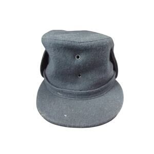 Vintage SVEA Swedish Army bluish grey Wool Winter Hat. Marked Size 58